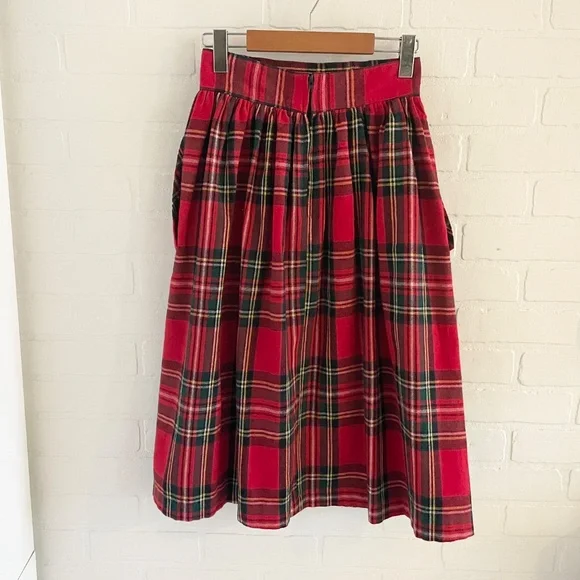 Vintage Royal Stewart Tartan Wool Pleated Skirt High Rise Le Château Size 7 - Picture 10 of 15
